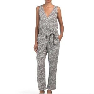 Anthropologie Cloth & Stone Abstract Leopard Print Sleeveless V-Neck Jumpsuit